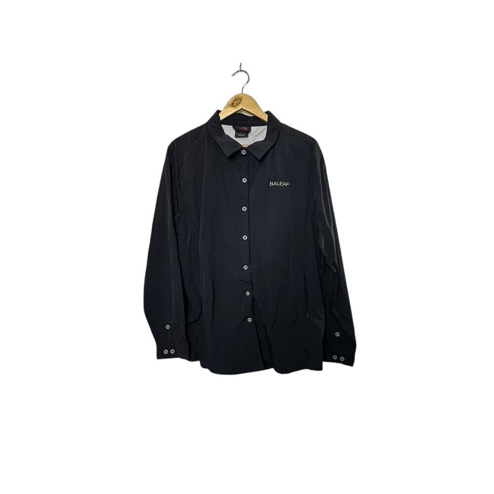 BaLeaf Black Nylon Long Sleeve Button Up Shirt Men's 2XL Zip Pockets